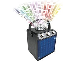 Draagbare Bluetooth Speaker met Disco Licht en Karaoke Functie | 30W Stereo | FM Radio | AUX | USB | Micro-SD | Houten Kast