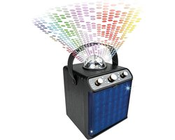 Draagbare Bluetooth Speaker met Disco Licht en Karaoke Functie | 30W Stereo | FM Radio | AUX | USB | Micro-SD | Houten Kast