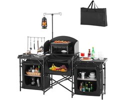 Draagbare Campingkeuken - Buiten Tafel - Outdoor Koken - Met Opbergkasten - 175 cm - Zwart