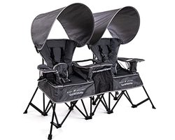 Draagbare dubbele stoel voor kinderen | Binnen en buiten gebruik | Grijze kinderstoel