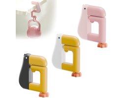 Draagbare eend gevormde afneembare anti-slip vouwbare tafel haak - geen boor portemonnee hanger & tas klem voor school / kantoor bureau opslag & organisatie