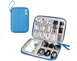 Draagbare Elektronica Organizer Tas voor Kabels en Accessoires - Hemelblauw