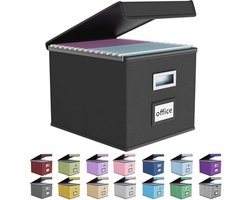 Draagbare File Organizer Box - Grote Linnen Opbergdoos met Deksel - Inklapbare Archief- en Opbergdozen voor Kantoor en Thuis - 37,8 x 32 cm