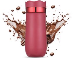 Draagbare French Press Koffiezetter - 320 ml Mini Koffiebeker van Dubbelwandig Geïsoleerd RVS in Ivoor