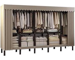 Draagbare Garderobekast - Opvouwbare Kast - Ruimte Besparen - Stevig Stalen Frame - 200cm - Kaki