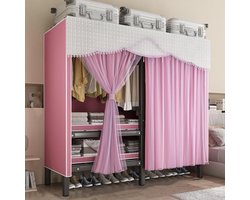 Draagbare Garderobekast - Opvouwbare Kledingkast - Kleding Opbergen - Stalen Frame - 149 x 50 x 180 cm - Paars