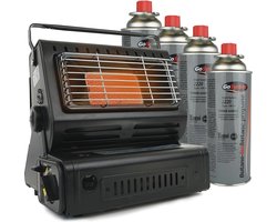 Draagbare Gaskachel met Verstelbare Warmtestraler voor Tuin en Terras - Incl. 4 Butaan Gasbussen - Compact en Handig