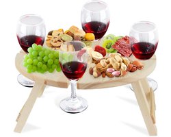 Draagbare houten opvouwbare picknicktafel met glashouder voor buiten
