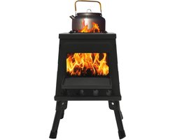 Draagbare Houtkachel - Mini Outdoor Fornuis - Kamperen Koken - Opvouwbaar Compact - 3 4 kg - Zwart