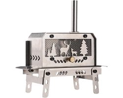 Draagbare Houtkachel - Mini Oven Outdoor - Buiten Koken - Inklapbaar Roestvrij Staal - 14.3L x 7.3B x 7.2H cm