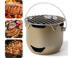 Draagbare houtskoolgrill, roestvrijstalen mini-houtskoolgrill, kleine buitenkook- en grillgrill, geschikt voor kamperen, barbecues in de achtertuin, barbecues in campers en picknicks - Groen