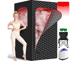 Draagbare Infrarood Sauna met Stoomgenerator – Thuis Sauna 1200W – Roodlicht Therapie 660/850nm met 160 LED’s – Opvouwbare Stoomsauna met Afstandsbediening – 183×82×82 cm