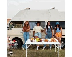 Draagbare Inklapbare Tafel – Uitklaptafel – Campingtafel – Picknicktafel – Werktafel – Verstelbare Hoogte – Lichtgewicht Compact – Stevig Waterbestendig – Eenvoudig Schoon Te Maken – Wit