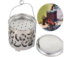 Draagbare kachel - Camping Heater - 10,3 × 11 cm - Camping Accessoires - RVS - Mini Heater Cover - Verwarmingshoes voor camping - Draagbare Heater - Geschikt voor Kamperen - Familie - Reizen - Zilver