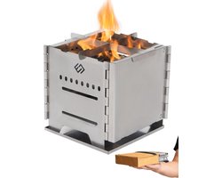 Draagbare Kachel - Houtkachel Outdoor - Kamperen Grillen - Tweede Verbranding - Inklapbaar Compact - Roestvrij Staal