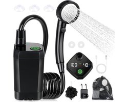 Draagbare kampeer douche - Duurzaam en langdurig - 6000mAh oplaadbare douche - Met slim LED-display - 4 waterstraalmodi - IPX7 waterdichte outdoor douchepomp - Camping Douche - Buitendouche - Tuindouche - Draagbare Douche - Mobiele Douche