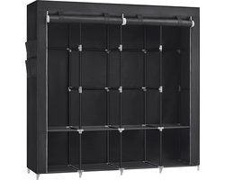 draagbare kast Linnenkast, kleerkast, 45 x 170 x 167 cm, 4 hangvakken, met legplanken, 4 zijvakken, veel ruimte, voor slaapkamer, woonkamer, zwart RYG094B02
