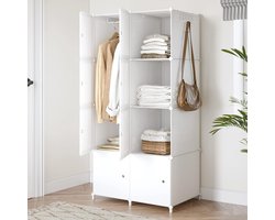 Draagbare kledingkast voor hangende kleding, modulaire kast voor ruimtebesparing, ideale opbergorganisator voor boeken, woonkamer, slaapkamer, kinderkamer (8 kubussen)
