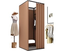 Draagbare Kleedkamer - Mobiele Paskamer Scheidingswand - Privacy Creëren - Met Kledingroede - 100x100x200cm - Geel