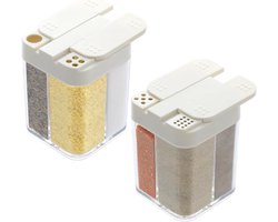 Draagbare kruidenpotjes met vier functies in één voor kamperen, picknicken en reizen – set van 2 – perfect voor barbecues en buitenactiviteiten – waterdicht en compact – geschikt voor kruiden, zout, peper, suiker en gemengde specerijen