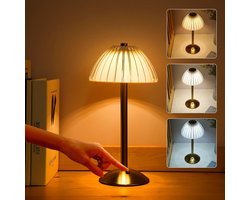 Draagbare LED-tafellamp - retro tafellamp - aanraakbediening bureaulamp - oplaadbare gouden snoerloze messing lamp - dimbaar 3 lichtkleuren - Geschikt voor huisdecoratie, slaapkamer, bar