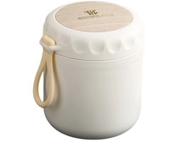 Draagbare, luchtdichte soepbeker, thermische lunchbox, 400 ml, lekvrije soepkan, geïsoleerde beker, voedselcontainer met lepel voor werk en reizen, wit
