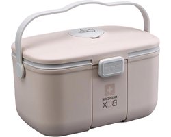Draagbare medicijnopbergdoos met 2 niveaus - Medicijnopbergdoos voor medicijnen - Rosa