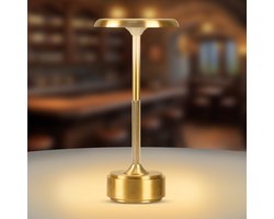 Draagbare metalen bureaulamp, draadloze LED-tafellamp, oplaadbare lamp met aanraakbediening, bedlamp met 3 helderheidsniveaus, nachtlamp voor op het bureau voor kamer en restaurant, goud