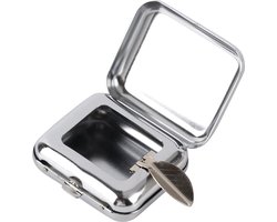 Draagbare Mini Metalen Zakasbak - Pocket Asbak - Afneembare Vierkante Asbak - met Houder en Deksel voor Onderweg - Geschikt voor Buitenreizen en Zakelijk Gebruik - Zilver