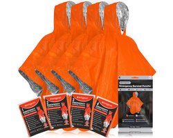 Draagbare Noodoverlevingsponcho - Thermische Mylar, Waterdicht, Omkeerbaar en Compact (4 stuks)