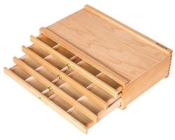 Draagbare Opbergdoos met 4 Laden voor Kunstbenodigdheden - Multifunctionele Beukenhouten Doos voor Potloden, Penselen en Pastelkleuren