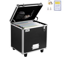 Draagbare Opbergdoos voor Dossiers, Binnenafmetingen 395 X 320 X 380 mm, Veilige Mobiele Businesscase met Uitschuifbare Handgreep, Verrijdbare Dossierorganizer voor Huis, Kantoor, Ziekenhuizen en Banken