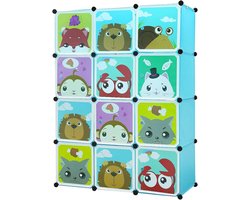 Draagbare Opbergkast - Kinderkast Modulair - Kleding Opbergen - DIY Combinatie - 111x37x147 cm - Blauw
