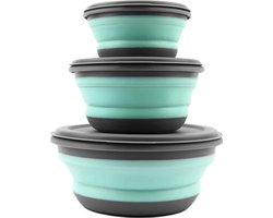 Draagbare, opvouwbare campingkommen, saladekommen met deksels, 3-delige opvouwbare voedselbewaarset voor kamperen en reizen, geschikt voor wandelen, kamperen, picknicken, school en buitenkamperen.