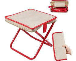 Draagbare opvouwbare kruk - Lichtgewicht - Opvouwbare kampeerkruk - Compacte mini stoel - Met draagtas - Gemakkelijk mee te nemen - Opvouwbare kruk voor vissen - Voor kamperen, wandelen, vissen, tuinieren en buitengebruik - Rood