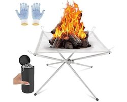 Draagbare Opvouwbare Vuurplaats voor Buiten - Roestvrijstalen BBQ Schaal met Draagtas