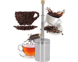 Draagbare Roestvrijstalen Franse Pers voor Koffie en Thee met Veeraangedreven Zeef - Koffiezetplunjer voor Warm en IJskoud Brouwen - Herbruikbare Filterpers