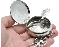 Draagbare Ronde Asbak Sleutelhanger - Pocket Asbak - Mini Ashtray - Melamine Portable Asbakje - Pocket Reis Asbak Metallic met Deksel