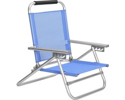 Draagbare strandstoel, opvouwbare outdoorstoel, rugleuning in 4 standen, met armleuningen, ademende en comfortabele stof