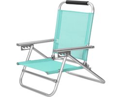 Draagbare strandstoel outdoor stoel vier standen verstelbare rugleuning vouwbaar met armleuningen ademende stof duurzaam stevig metaalframe outdoor kamperen picknick geschikt 57x59x71 cm groen