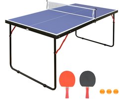 Draagbare Tafeltennistafel 137x76x66cm Tafel Blauw MDF Met 2 Tafeltennisbatjes En 3 BallenOpvouwbaar Lichtgewicht Makkelijk Opbergen Set Voor Binnen Buiten