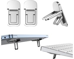 Draagbare Toetsenbordverhoger - 2 stuks - opvouwbare laptopverhoger - Dubbele kantelhoek - mini-computer toetsenbordstandaard - Draagbare Standaards - Zelfklevend - voor op het bureau - voor de meeste toetsenborden - Zilver