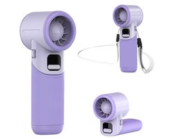 Draagbare Turbo Fanfan met 5 Snelheden - Oplaadbare Mini Ventilator voor Binnen en Buiten - Ideaal voor Reizen en Kamperen - Lila