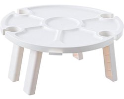 Draagbare Vouwtafel - Wijntafel Picknicktafel - Buiten Genieten - Met Glazen Houders - 30 cm x 14 cm - Wit