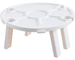 Draagbare Vouwtafel - Wijntafel Picknicktafel - Buiten Genieten - Met Glazen Houders - 30 cm x 14 cm - Wit