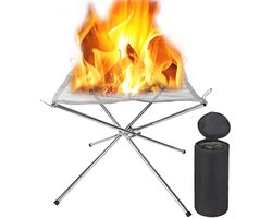Draagbare Vuurkorf voor Buiten - Roestvrijstalen Vuurschaal 42 cm - Opvouwbare Outdoor Fire Pit met Draagtas