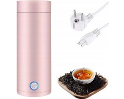 Draagbare Waterkoker - Mini Waterkoker - Kleine Waterkoker - Reis Waterkoker - Camping Waterkoker - Roestvrij Staal - 400ML - Roze