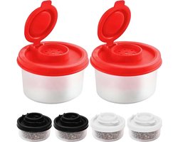 Draagbare zout- en peperstrooier set voor reizen, camping en lunchboxen, 6 mini-kruidenstrooiers, ideaal voor kruiden, robuust en veilig in gebruik