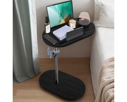 Draaibaar Bijzettafeltje - Slabtafel - Flexibele Werkplek - 360 Graden Draaibaar - 40x20cm - Zwart