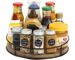 Draaibaar dienblad keukenkast - draaiplateau voor specerijen - 360 graden draaibaar - kruidenhouder voor kast, koelkast en tafel (26 cm houtkleur)